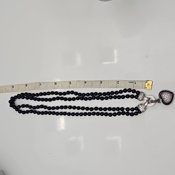 Judith Ripka Elegant Black and Silver Heart Pendant Necklace - Picture 3 of 3